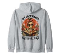 Dark Romance Reader Skeleton My Bookmarks Have Seen Things Zip Hoodie