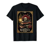 Dark Romance Reader Skull Floral Books Art T-Shirt
