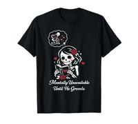 Dark Romance Skeleton Costume Woman Pajama Book Reading T-Shirt