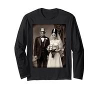Dark Romantic Frankenstein Wedding Party Halloween Vibe Long Sleeve T-Shirt