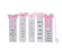 Dark Romantic Funny Metal Bookmarks,Cute Pink Book Lover Bookmark with XOXO Heart Pendant, Reading Accessory for Women Bookworms (5pc Pink Bow)