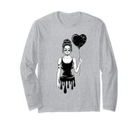 Dark Romantic Girl with Heart Balloon Street Style Long Sleeve T-Shirt