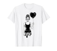 Dark Romantic Girl with Heart Balloon Street Style T-Shirt
