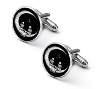 Dark Romantic Skeletons Sitting on The Moon Mens Classic Cufflinks Shirt Studs Accessories Gifts for Groom Husband Father