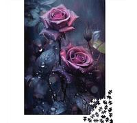Dark Roses Adult Jigsaw Puzzle, 1000 Pieces, 70x50cm/1000pcs; Low-dust White Pieces for Sorting; for Relaxed Evenings at The Table