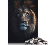 Dark Royal Lion Portrait 1000 Pieces Wooden Puzzles for Adults Jigsaw Puzzles Educational Game Challenge Toy 1000pcs (75x50cm)