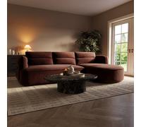 Dark Rust Velvet 4 Seater Right Hand L-Shape Chaise Corner Sofa - Bodhi