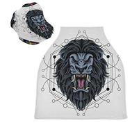 Dark Sacred Lion Art Stretchy Baby Car Seat Cover,Canopy Nursing Covers,Soft Breathable Windproof Scarf Changepad for Winter Infant Breastfeeding Boys