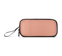 Dark Salmon Solid Color Pure Plain Nylon Large Zippered Pencil Bag High Capacity Mesh Pen Pencil Case Stationery for College Teens
