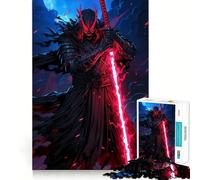Dark Samurai Glowing Red Sword Puzzles for Adults 1000 Puzzles Memory Build Smooth Connection Home Enjoyable Home Art (38x26cm)
