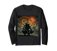 Dark Samurai Warrior with Fiery Dragon Spirit Long Sleeve T-Shirt