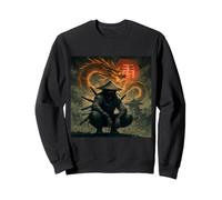 Dark Samurai Warrior with Fiery Dragon Spirit Sweatshirt