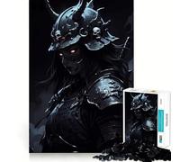 Dark Samurai Warrior with Horned Helmet Puzzles for Teenagers 1000 Piece Recall Power Bright Detail Family Activity Room Accent (50x75cm)