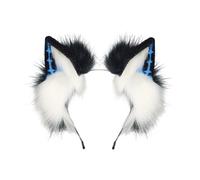 Dark Series 2000s Theme Wolf Ear Headpiece Soft Plush Hairhoop For Roleplay Event Music Festival Hair Band For Women Girl Plush Animal Ear Hairhoop