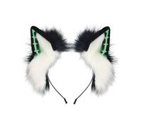 Dark Series 2000s Theme Wolf Ear Headpiece Soft Plush Hairhoop For Roleplay Event Music Festival Hair Band For Women Girl Plush Animal Ear Hairhoop