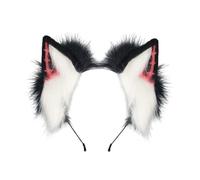 Dark Series 2000s Theme Wolf Ear Headpiece Soft Plush Hairhoop For Roleplay Event Music Festival Hair Band For Women Girl Plush Animal Ear Hairhoop