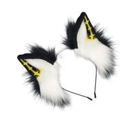 Dark Series 2000s Theme Wolf Ear Headpiece Soft Plush Hairhoop For Roleplay Event Music Festival Hair Band For Women Girl Plush Animal Ear Hairhoop