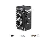Dark Setting Digital Camera Double Lens with 32GB Internal Storage Simulated Film Winding Mechanism Old Twin Lens Camera