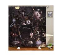 (Dark-Shower Curtain, 180x180cm) The Nightmare Before Christmas Bathroom Set Shower Curtain Toilet Lid Cover Mat