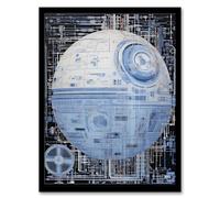 Dark Side Engineering Death Star Schematic Blueprint Science Fiction Technology Design Artwork Framed Wall Art Print 18X24 Inch