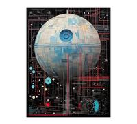 Dark Side Engineering Death Star Schematic Diagram Science Fiction Technology Design Large Wall Art Poster Print Thick Paper 18X24 Inch
