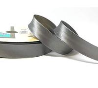 Dark Silver Grey Byetsa Satin Fold 18mm Bias Binding on a 3m length (N.B. this is a cut from a roll, presented on a Bertie's Bows ribbon card)