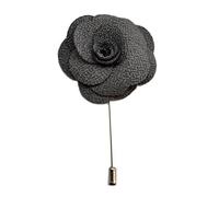Dark Silver Grey Handmade Flower/Rose Lapel Pin for wearing with men's suit jacket, blazer, dinner jacket or tuxedo jacket