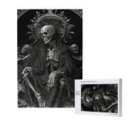 Dark Skeleton Skull Devil Satan Grim Reaper Black Personalised 1000 Piece Wooden Jigsaw Puzzle For Adults, Custom Portrait Picture
