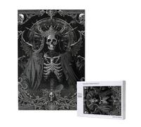 Dark Skeleton Skull Grim Reaper Devil Satan Black Personalised 1000 Piece Wooden Jigsaw Puzzle For Adults, Custom Portrait Picture