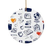 Dark sketch outline Print Ceramic Holiday Ornament Set, Personalized Christmas Tree Decor Hanging Pendant 10cm