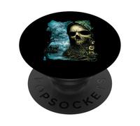 Dark Skull Lake Scene Horror Artwork Haunted Forest House PopSockets Adhesive PopGrip
