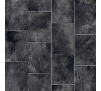 Dark Slate Modern Tile Effect Maestro Vinyl Flooring 2mm Anti-Slip Lino for Kitchen Bathroom (W: 3m x L: 4m)