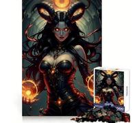 Dark Sorceress with Fire Magic Jigsaw Puzzle 1000 Piece for Teenagers Pastime Game Vivid Color Home Game (50x75cm)
