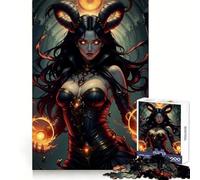 Dark Sorceress with Fire Magic Jigsaw Puzzles 1000 Pieces for Teenagers Logic Boost Snug Joint Home Fun Premium Gift (38x26cm)
