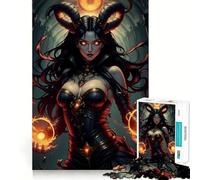 Dark Sorceress with Fire Magic Puzzle for Teenagers 1000 Pieces Logic Game Sharp Detail Hard Challenge Art Decor (38x52cm)