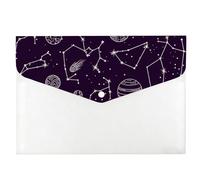 Dark Space and Stars Folder, Clear Plastic Folders, Folder with Plastic Sleeves, Campus Clear Wallets A4, Files A4 with Snap Button, Pockets for School Office Home Travel