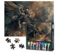 Dark Sparta Angel Jigsaw Puzzles for Adults 1000 Piece Warrior Painting Military Poster Gothic Crypt Underground Gaming Vault Mythological Lair Toy Craft Premium Paper 27.5x19.7 Inch