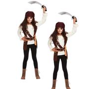 Smiffys Dark Spirit Pirate Costume, Brown Tunic & Hat, Halloween Child Fancy Dress, Pirate Dress Up Costumes