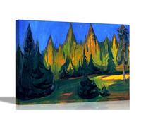 Dark Spruce Forest by Edvard Munch Canvas Prints Wall Art Pictures Hanging Artwork Living Room Conservatory Landscape 40 x 30cm (16 x 12 inches) A3