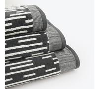 (Dark Steel, Hand Towel) Barcode Stripe Pop Up Zero Twist Towels - 100% Cotton
