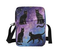 Dark-style Black Cat Totem Polyester Crossbody Bag 6.6 * 9.4 * 2.5in Multi Compartment Shoulder Sling Purse for Daily Outdoor Travel School & Casual Gift