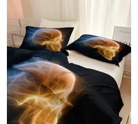 Dark Style Pattern Duvet Cover Abstract Skull Neon Lights Bedding Set, Luxury Breathable Comforter Cover Cot-bed Duvet for Kids Man Woman - Soft Lightweight Bedding 120 x 150 cm