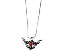 Dark Styles Bat and Heart Necklace for Women Men Gothic Couple Jewelry Unique Design Clavicle Chain 41cm 50cm Elegant Bat Charm