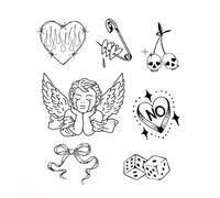 Dark Tattoo Patch Set Heart Skull Angel Dice 1-2 W urable Waterproof