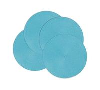 Dark Teal Round Place Mats for Kitchen Table,Vinyl Woven Placemats Heat Resistant Table mats (4, Turquoise Set of 4)