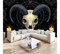 Dark Theme Animals Goats Wall Mural Photo Wallpaper 300 x 210 cm Non-Woven Mural Wallpaper - Living Room Bedroom Kids Room TV Sofa Background Family Wall Decor, Black
