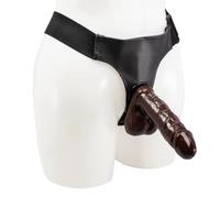 dark tone Dickie Dong Dildo With Balls Strap-On - 7 Inch