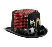 Dark Top Hat Decorative Dark Goggles With Gear Rivets Industrial Age Themed Cosplay Costume Accessories Cosplay Steampunk Hat With Glasses