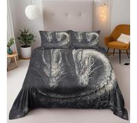 Dark Twin Dragons 3D Printe Duvet Cover Sets Bedding Set Double Duvet 200X200 Cm Soft Microfiber Quilt Cover Decor With 2Pillowcase For Adults Kids Bedroom