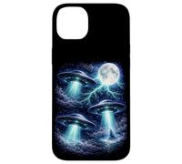 Dark UFOs Under the Moon - Vintage Fantasy Lightning Art Case for iPhone 14 Plus